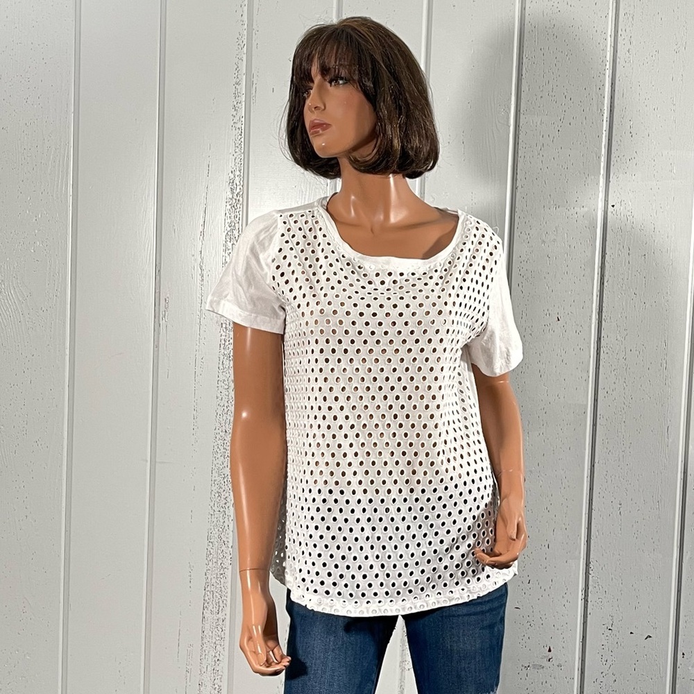 Cosmo & Co Casual Women's White Short Sleeve Top Sz EG